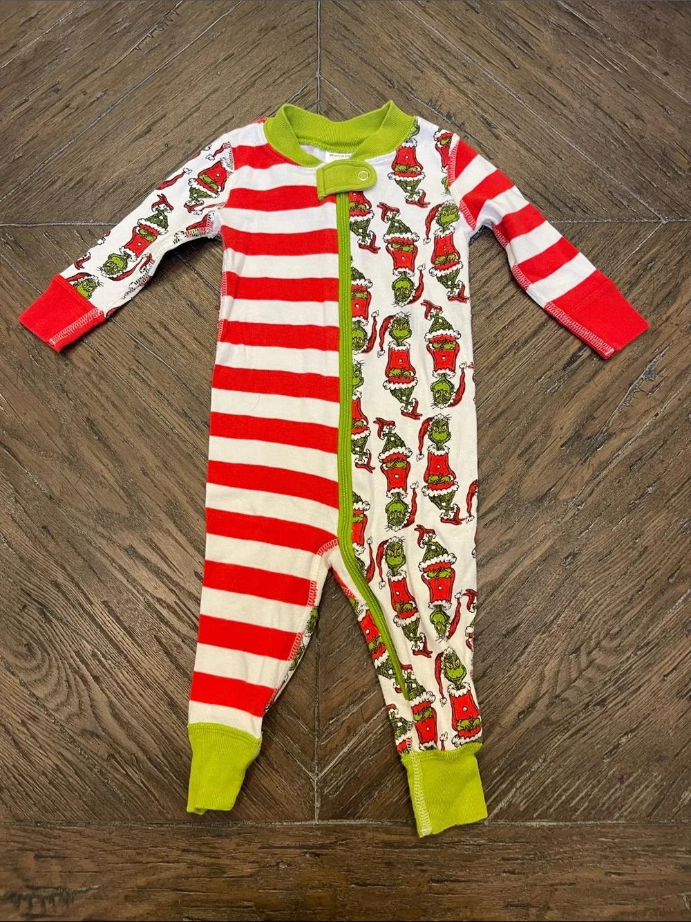 Hanna Andersson Grinch Holiday One-Piece Sleeper 3-6M